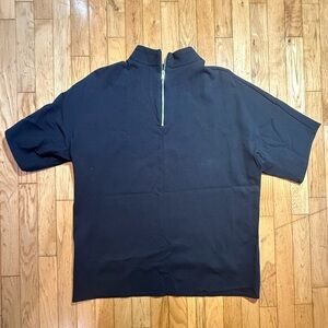 OAK + FORT Black Zip Detail Top #700